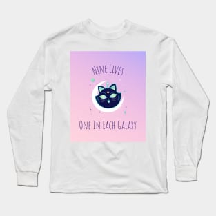 Nine Lives, One In Each Galaxy Cute Funny Cat Alien Pet Space Long Sleeve T-Shirt